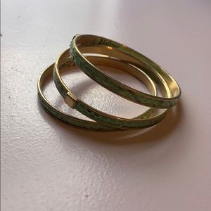 3 bangles-sea foam snake skin & gold